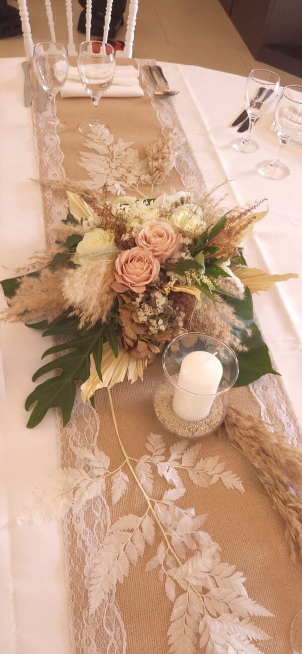 Centre de table fleurs fraîches et séchées – Image 4