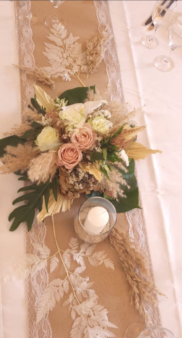 Centre de table fleurs fraîches et séchées – Image 3
