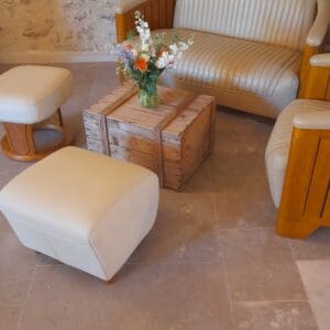 Canape aviateur bois et cuir