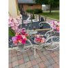 Vélo Fer Forgé Blanc fleurs multicolore