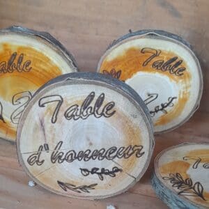 Numero de table rondin gravé