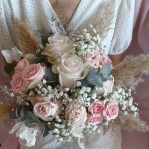 Bouquet pampa rose porcelaine