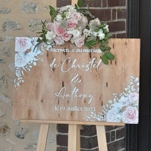 Panneau d'accueil en bois