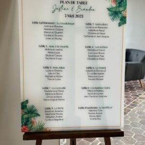 Panneau plan de table en plexiglass thème exotique