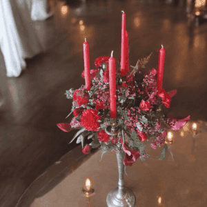Chandelier en rouge bordeaux et rose