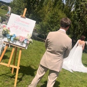 Panneau d'accueil avec support jardinière blanc
