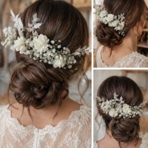 Peigne fleuri blanc